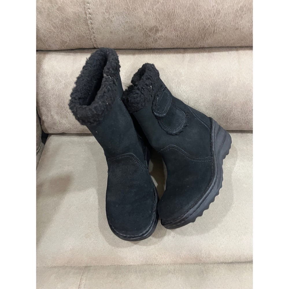 American Eagle Women's Haile Boots 8 Black Good Suede Faux Fur Zipper